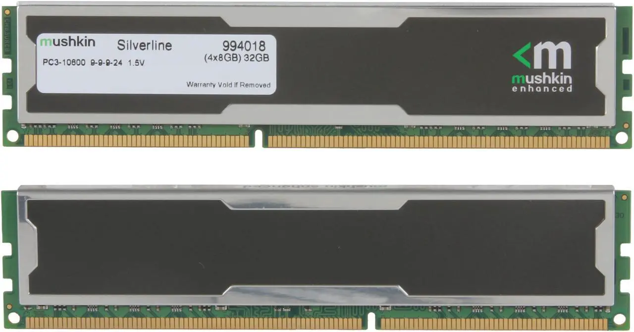 Alt view image 3 of 3 - Mushkin Enhanced Silverline 32GB (4 x 8GB) DDR3 1333 (PC3 10600) Desktop Memory Model 994018