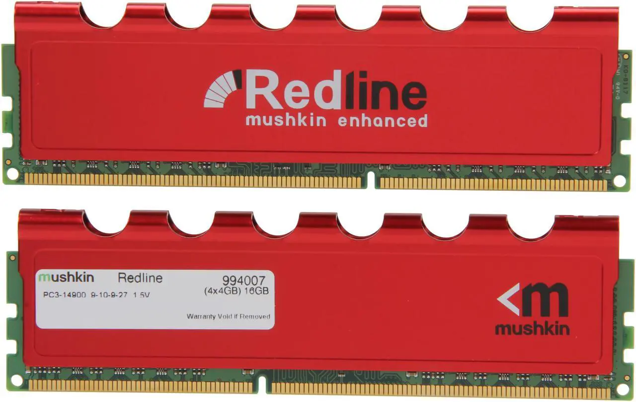 Alt view image 2 of 3 - Mushkin Enhanced Redline 16GB (4 x 4GB) DDR3 1866 (PC3 14900) Desktop Memory Model 994007