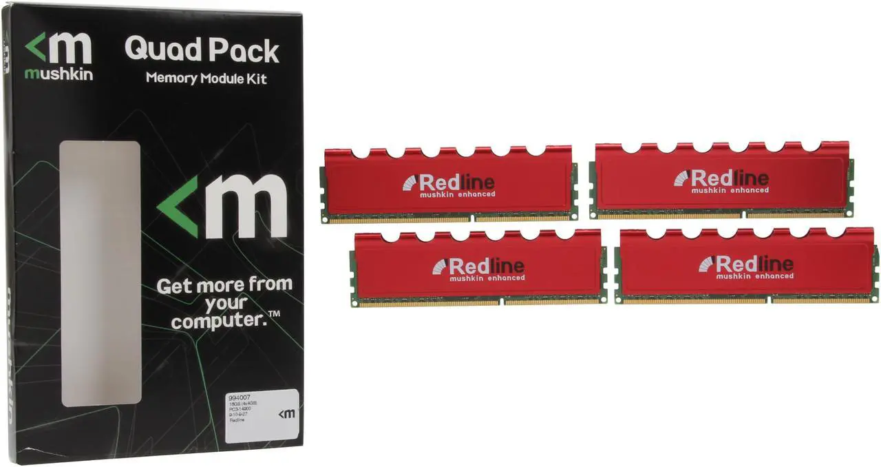 Alt view image 3 of 3 - Mushkin Enhanced Redline 16GB (4 x 4GB) DDR3 1866 (PC3 14900) Desktop Memory Model 994007