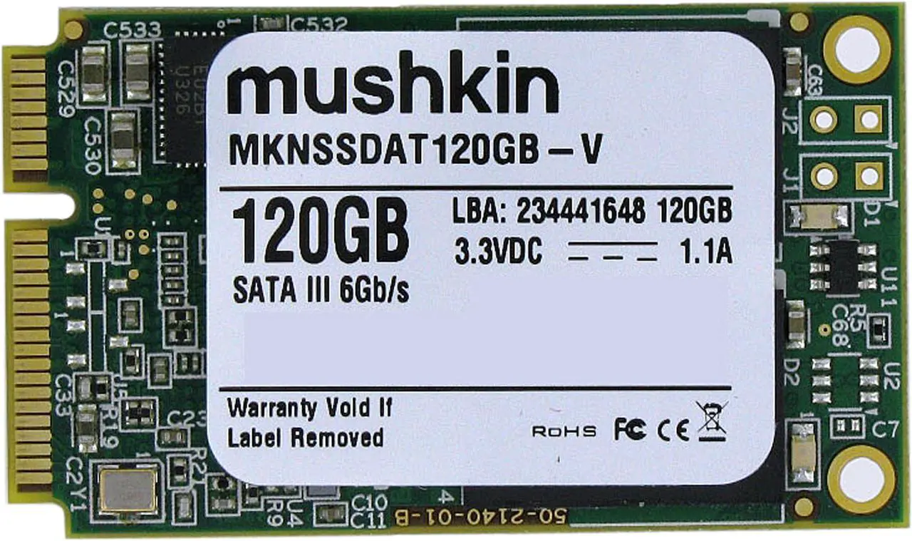 Main image of Mushkin Enhanced Atlas Series 120GB Mini-SATA (mSATA) MLC Internal Solid State Drive (SSD) MKNSSDAT120GB-V