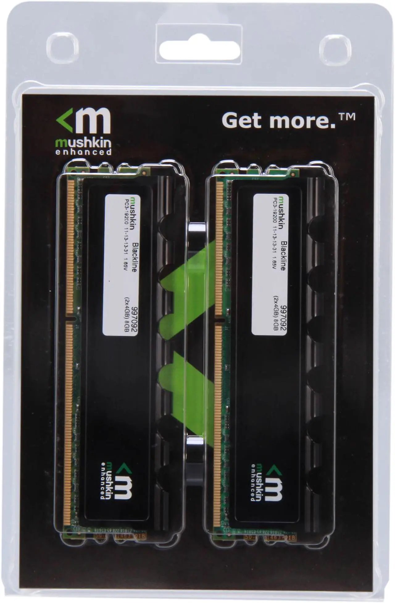 Alt view image 3 of 3 - Mushkin Enhanced Blackline 8GB (2 x 4GB) DDR3 2400 (PC3 19200) Desktop Memory Model 997092