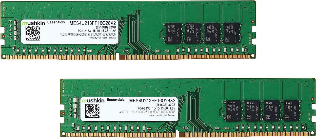 Mushkin Enhanced Essentials 32GB (2 x 16GB) DDR4 2133 (PC4 17000) Desktop Memory Model MES4U213FF16G28X2