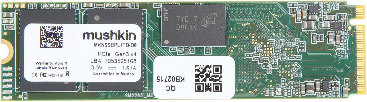 Alt view image 2 of 3 - Mushkin Enhanced Pilot M.2 2280 1TB PCIe Gen3 x4 NVMe 1.3 3D TLC Internal Solid State Drive (SSD) MKNSSDPL1TB-D8