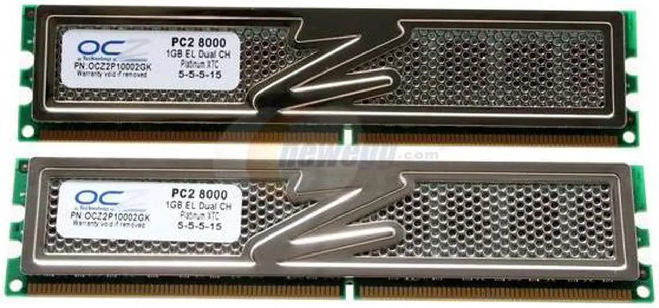 Main image of OCZ Platinum 2GB (2 x 1GB) DDR2 1000 (PC2 8000) Dual Channel Kit Desktop Memory Model OCZ2P10002GK