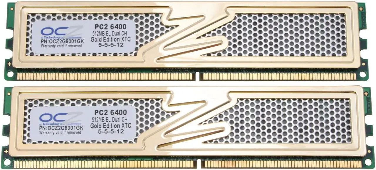 Main image of OCZ Gold GX XTC 1GB (2 x 512MB) DDR2 800 (PC2 6400) Dual Channel Kit Desktop Memory Model OCZ2G8001GK
