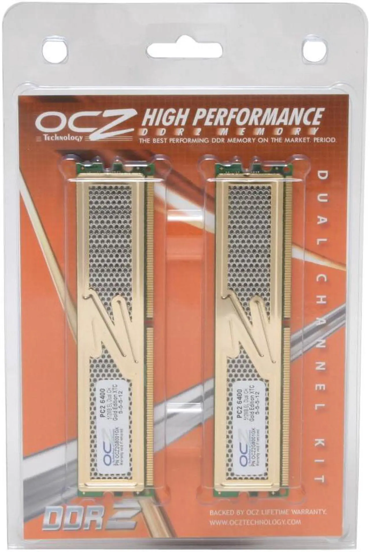 Alt view image 2 of 2 - OCZ Gold GX XTC 1GB (2 x 512MB) DDR2 800 (PC2 6400) Dual Channel Kit Desktop Memory Model OCZ2G8001GK