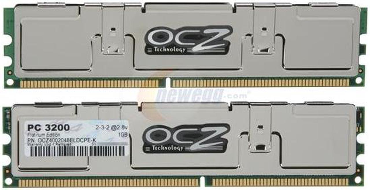 Alt view image 2 of 3 - OCZ Platinum 2GB (2 x 1GB) DDR 400 (PC 3200) Dual Channel Kit Desktop Memory Model OCZ4002048ELDCPE-K