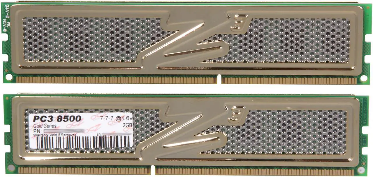 Alt view image 2 of 3 - OCZ Gold Edition 4GB (2 x 2GB) DDR3 1066 (PC3 8500) Dual Channel Kit Desktop Memory Model OCZ3G10664GK