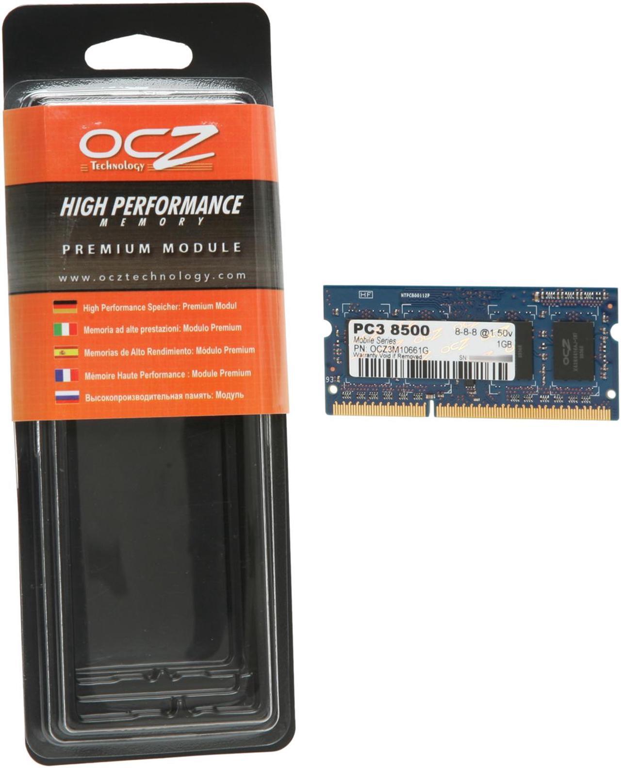 Alt view image 3 of 3 - OCZ 1GB 204-Pin DDR3 SO-DIMM DDR3 1066 (PC3 8500) Laptop Memory Model OCZ3M10661G