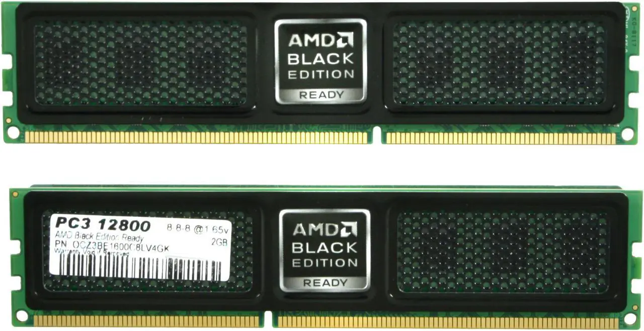 Alt view image 2 of 3 - OCZ AMD Black Edition 4GB (2 x 2GB) DDR3 1600 (PC3 12800) Desktop Memory Model OCZ3BE1600C8LV4GK