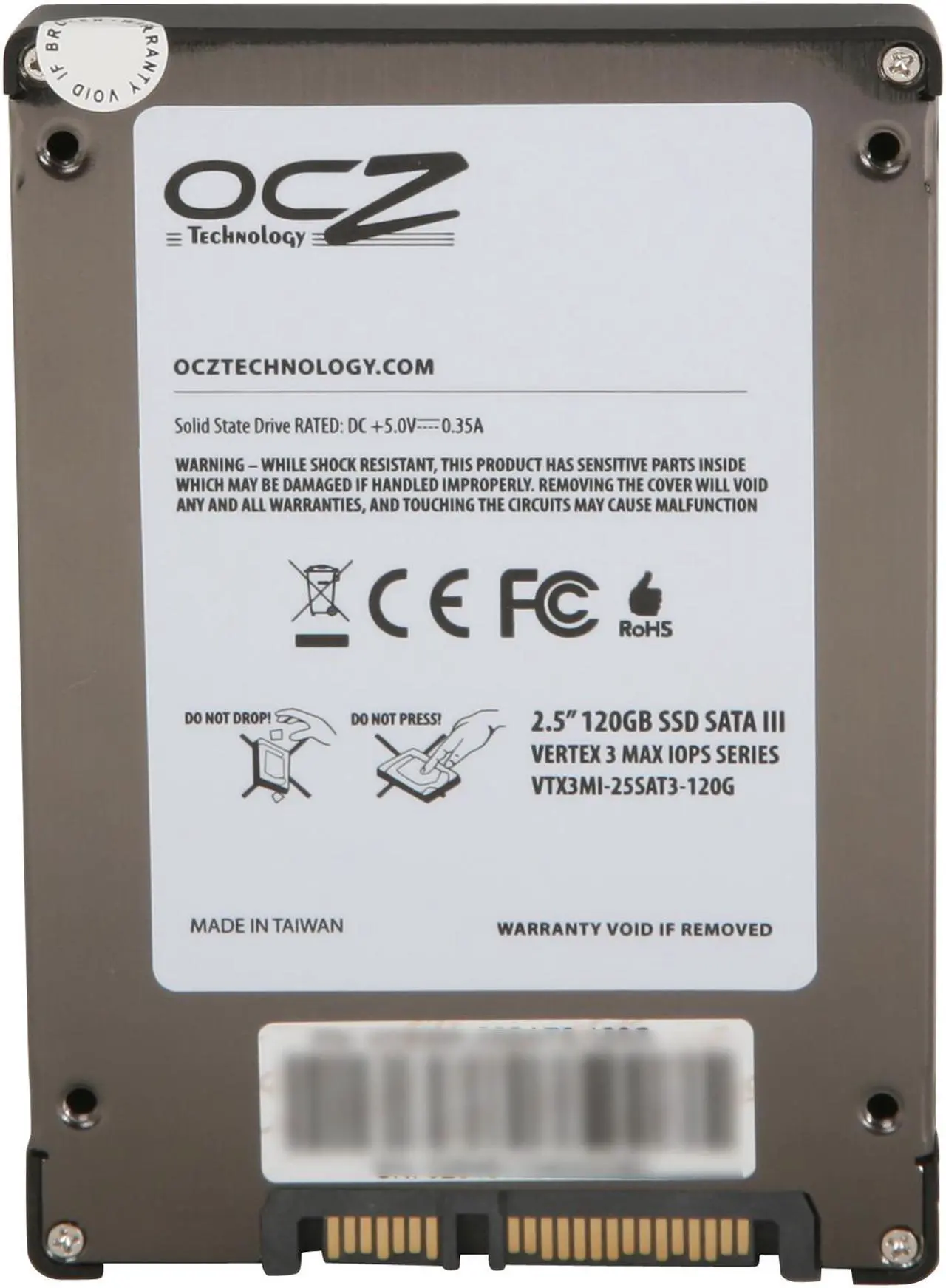 Alt view image 5 of 6 - OCZ Vertex 3 Series - MAX IOPS Edition 2.5" 120GB SATA III MLC Internal Solid State Drive (SSD) VTX3MI-25SAT3-120G