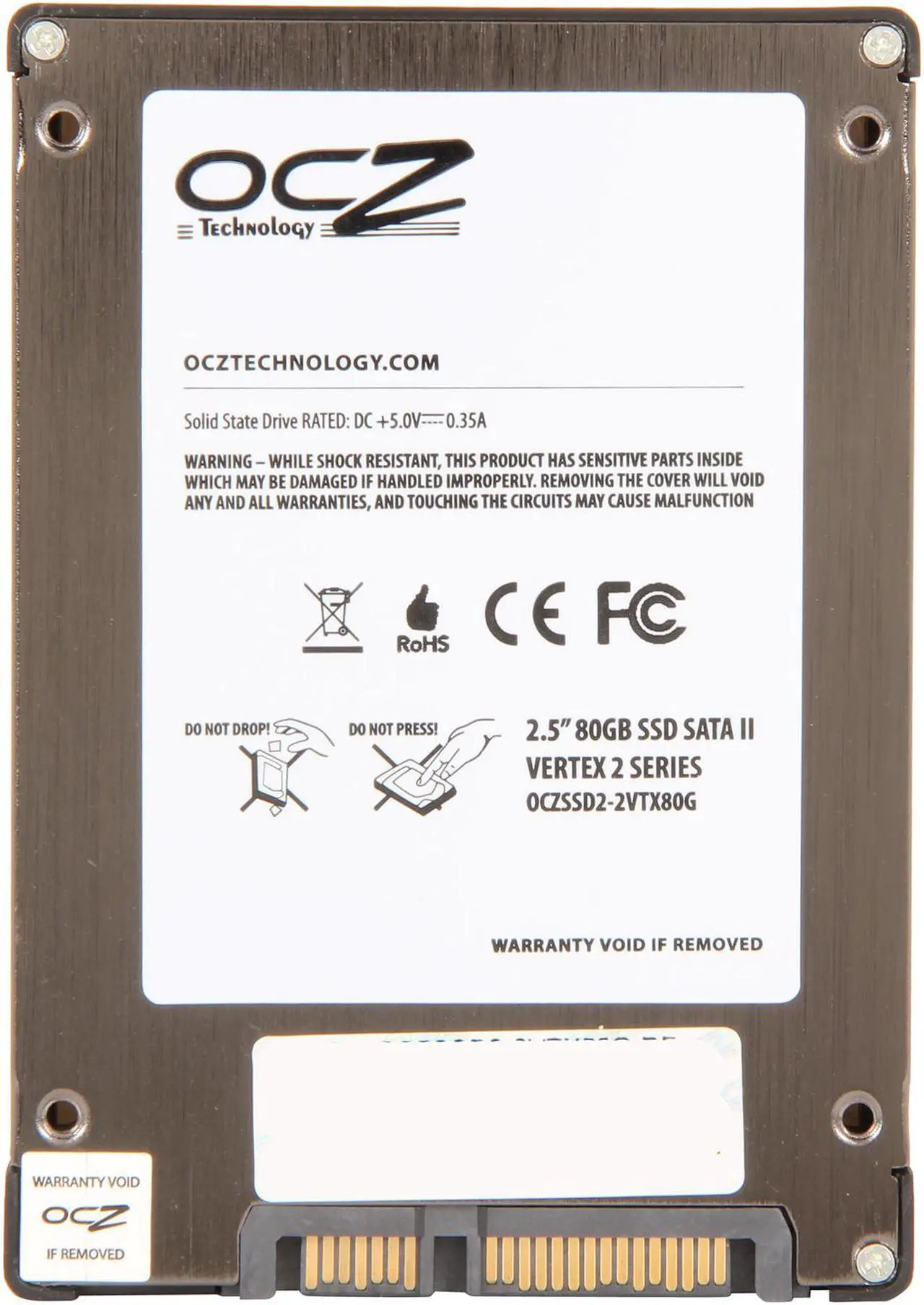 Alt view image 4 of 6 - Manufacturer Recertified OCZ Vertex 2 2.5" 80GB SATA II MLC Internal Solid State Drive (SSD) OCZSSD2-2VTX80G