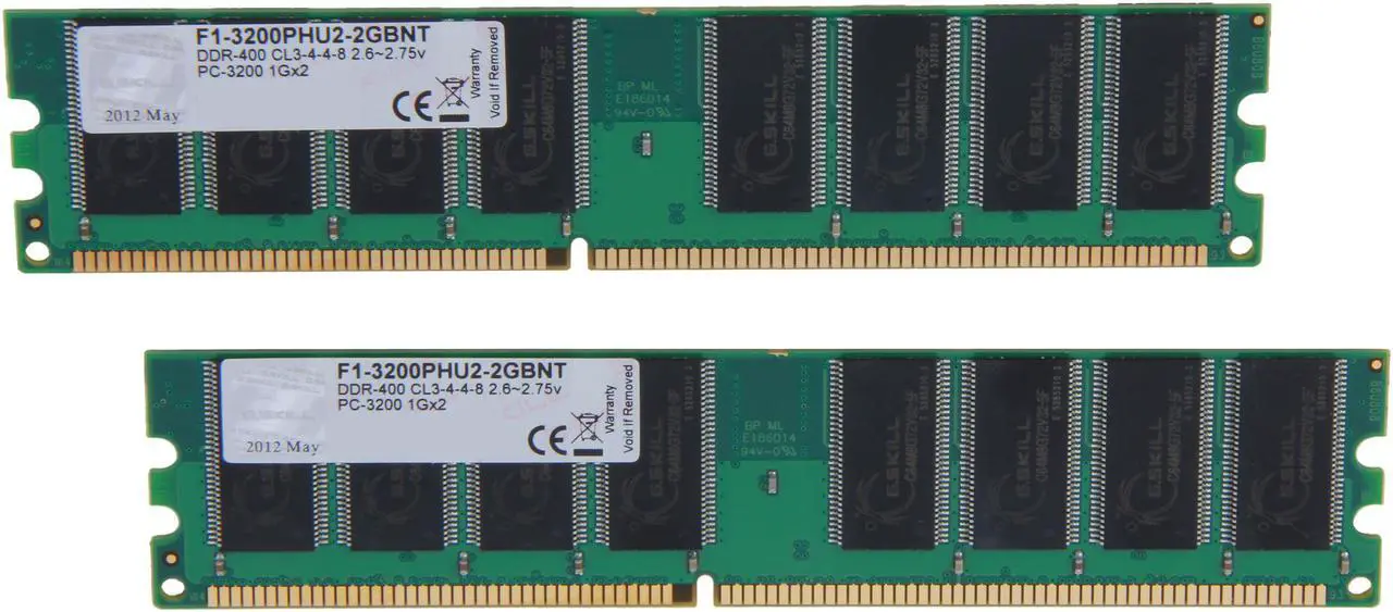Main image of G.SKILL Value 2GB (2 x 1GB) DDR 400 (PC 3200) Desktop Memory Model F1-3200PHU2-2GBNT