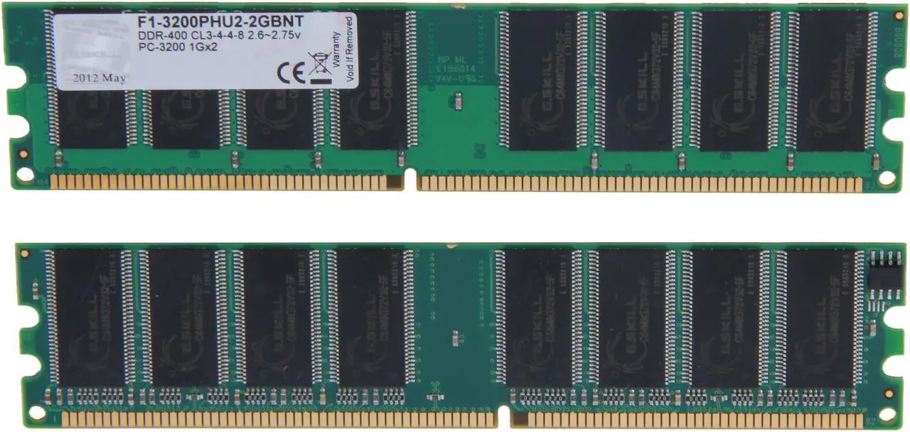 Alt view image 2 of 3 - G.SKILL Value 2GB (2 x 1GB) DDR 400 (PC 3200) Desktop Memory Model F1-3200PHU2-2GBNT