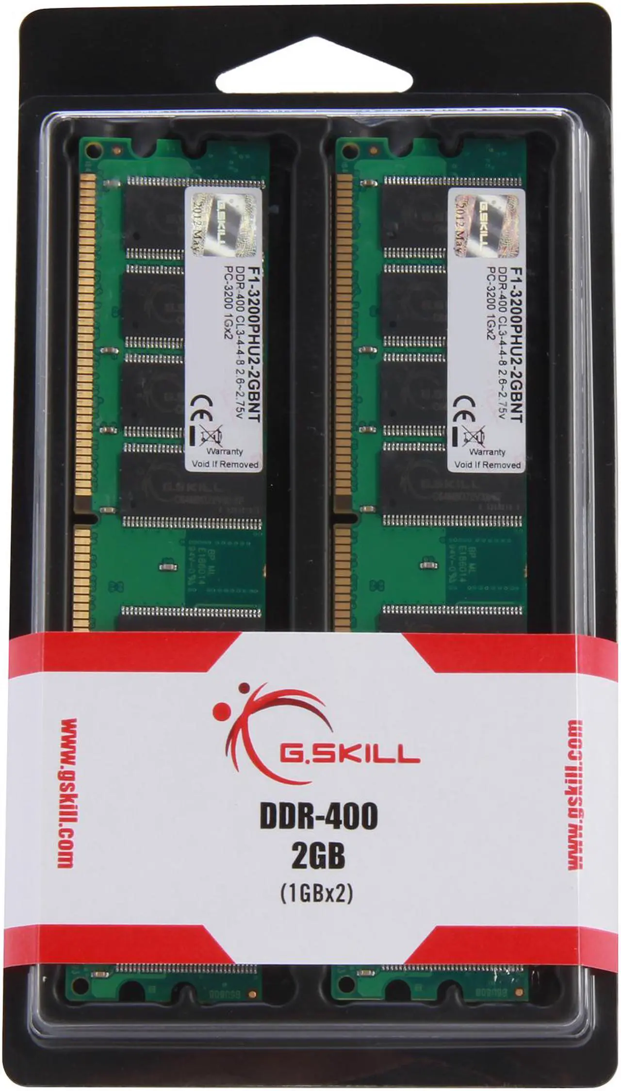 Alt view image 3 of 3 - G.SKILL Value 2GB (2 x 1GB) DDR 400 (PC 3200) Desktop Memory Model F1-3200PHU2-2GBNT