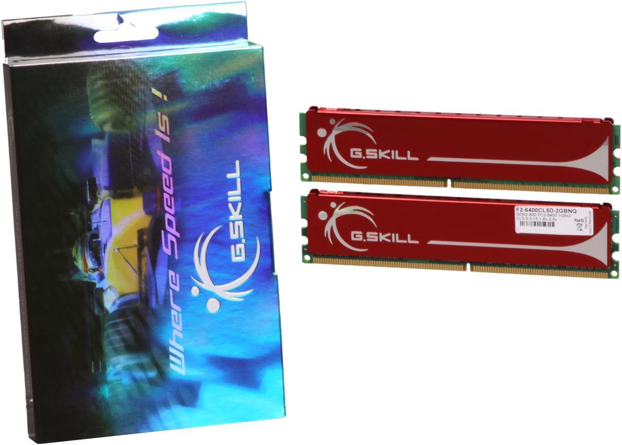 Alt view image 4 of 3 - G.SKILL 2GB (2 x 1GB) DDR2 800 (PC2 6400) Dual Channel Kit Desktop Memory Model F2-6400CL5D-2GBNQ
