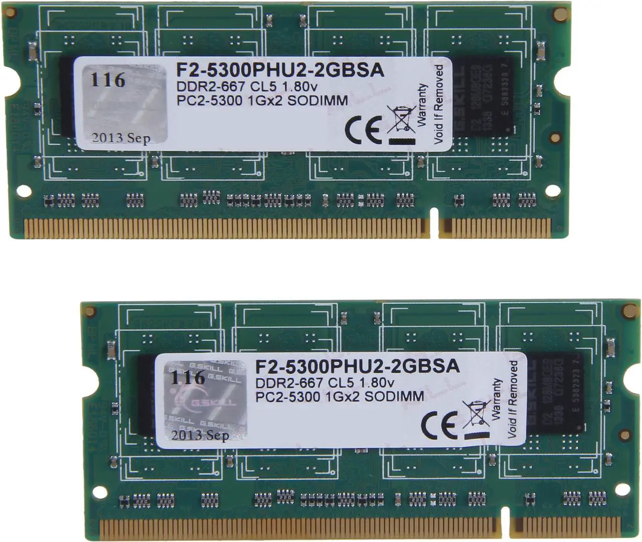 Main image of G.SKILL 2GB (2 x 1GB) 200-Pin DDR2 SO-DIMM DDR2 667 (PC2 5300) Dual Channel Kit Laptop Memory Model F2-5300PHU2-2GBSA