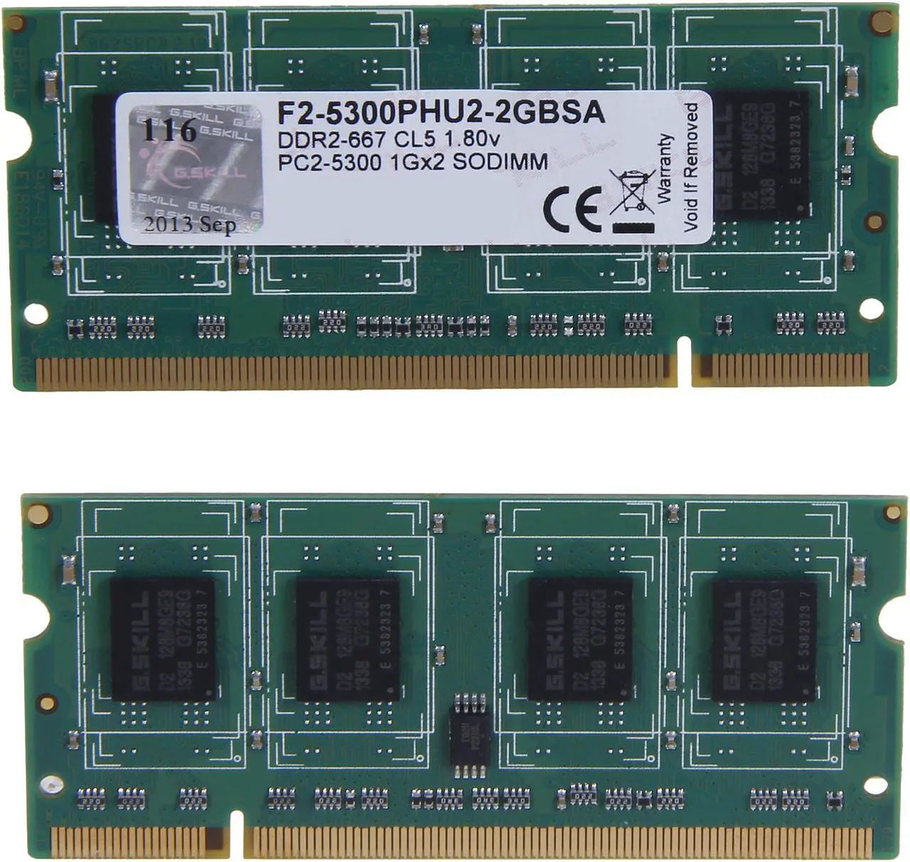 Alt view image 2 of 3 - G.SKILL 2GB (2 x 1GB) 200-Pin DDR2 SO-DIMM DDR2 667 (PC2 5300) Dual Channel Kit Laptop Memory Model F2-5300PHU2-2GBSA
