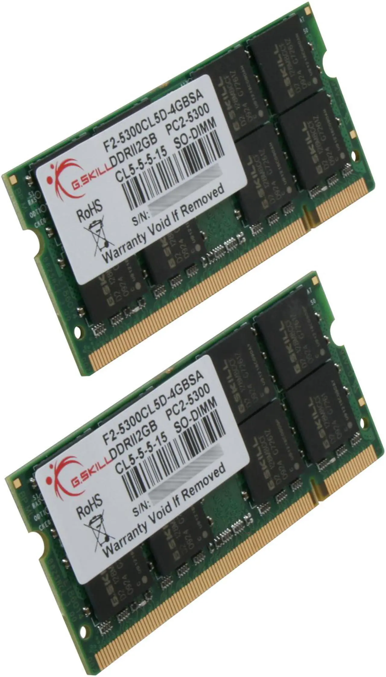 Main image of G.SKILL 4GB (2 x 2GB) 200-Pin DDR2 SO-DIMM DDR2 667 (PC2 5300) Dual Channel Kit Laptop Memory Model F2-5300CL5D-4GBSA