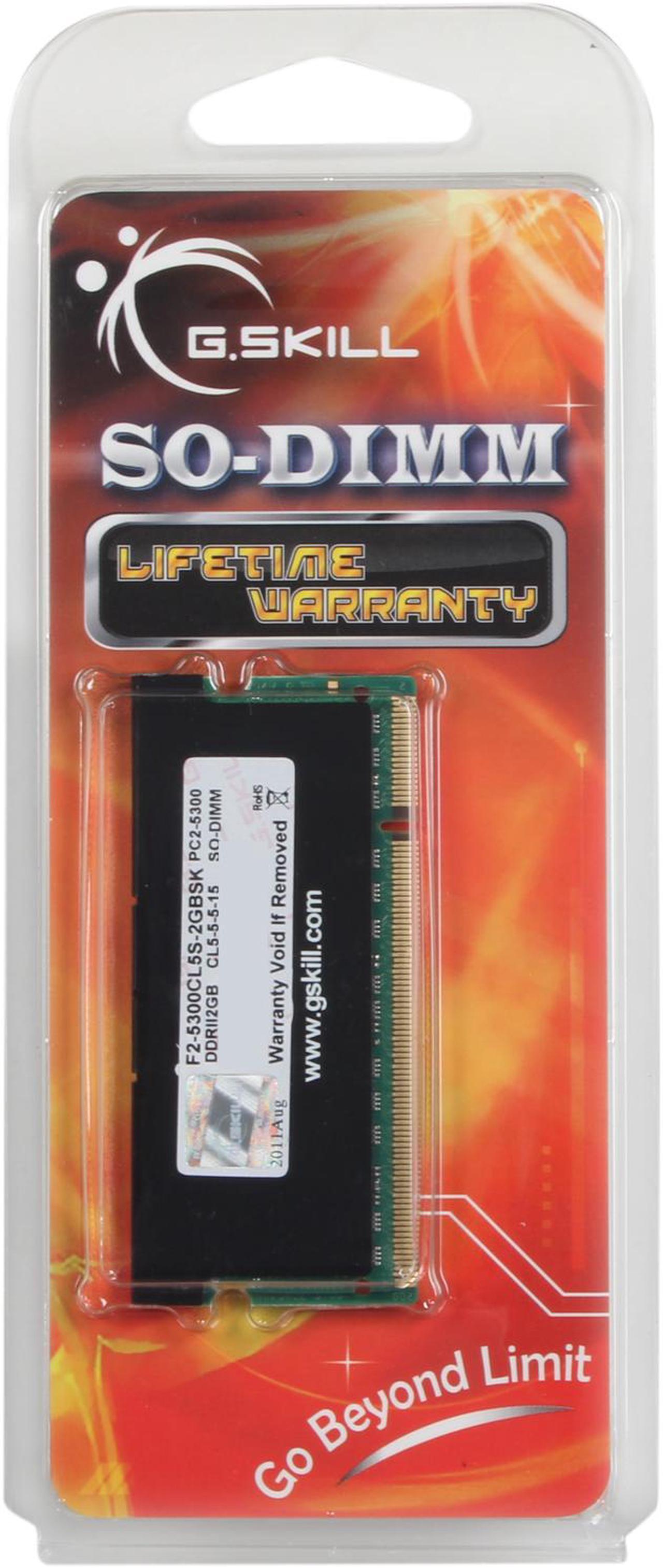 Alt view image 4 of 3 - G.SKILL 2GB 200-Pin DDR2 SO-DIMM DDR2 667 (PC2 5300) Laptop Memory Model F2-5300CL5S-2GBSK