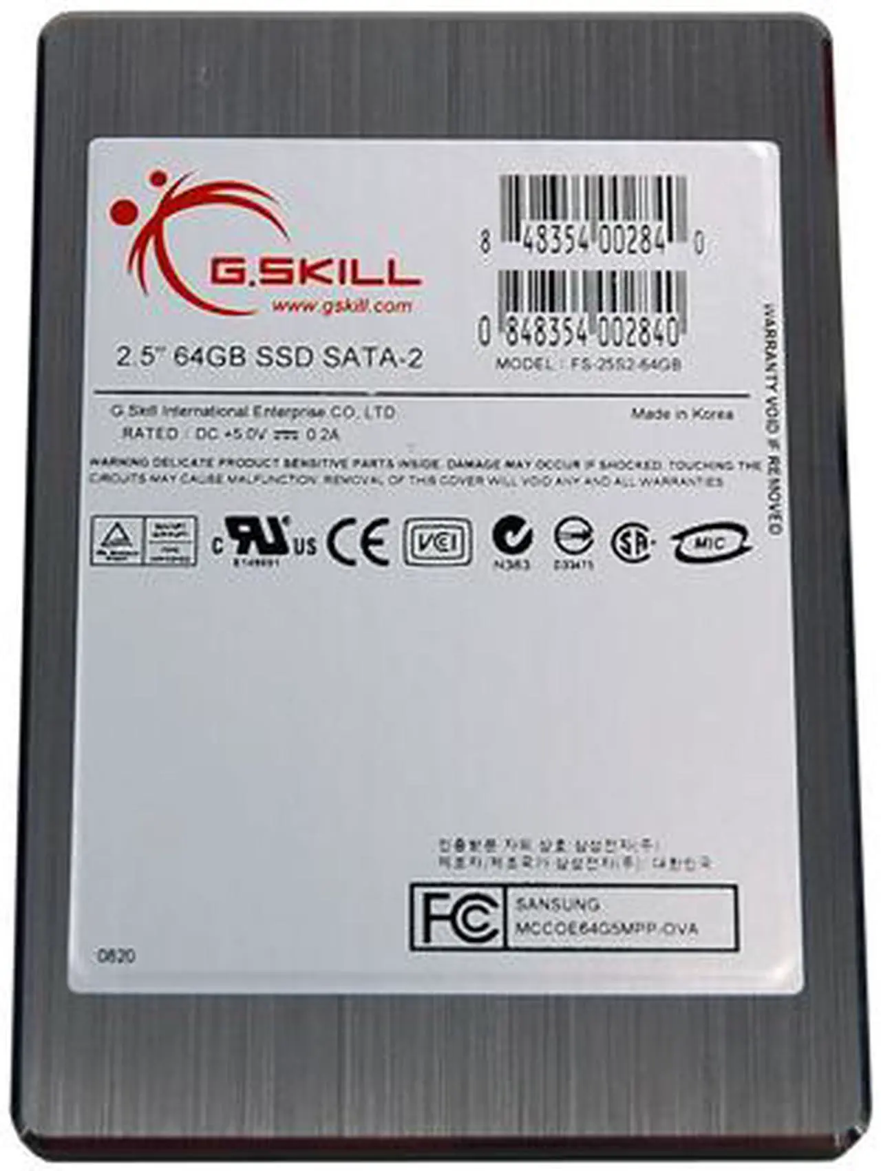 Alt view image 2 of 3 - G.SKILL 2.5" 64GB SATA II SLC Internal Solid State Drive (SSD) FS-25S2-64GB