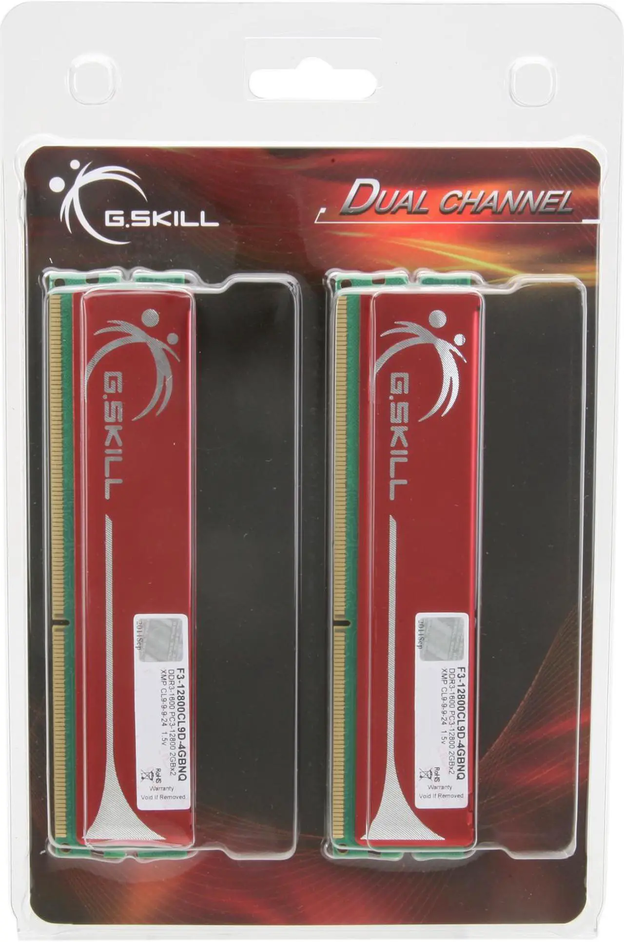 Alt view image 4 of 3 - G.SKILL 4GB (2 x 2GB) DDR3 1600 (PC3 12800) Dual Channel Kit Desktop Memory Model F3-12800CL9D-4GBNQ