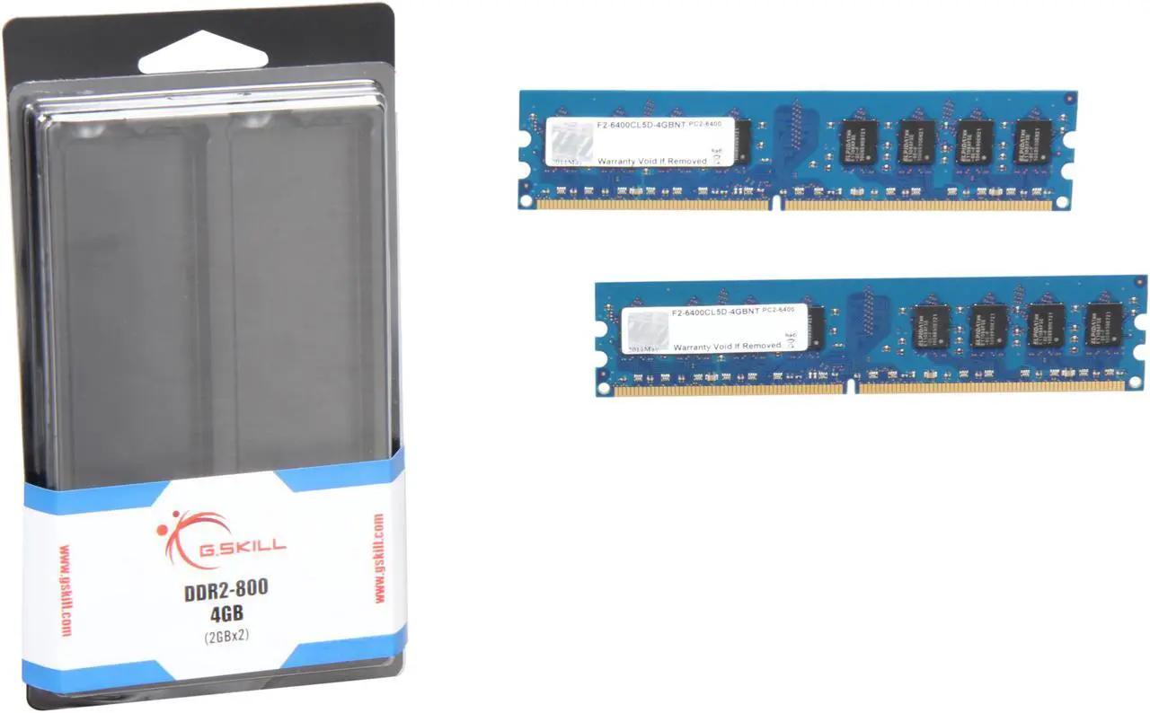 Alt view image 3 of 3 - G.SKILL 4GB (2 x 2GB) DDR2 800 (PC2 6400) Dual Channel Kit Desktop Memory Model F2-6400CL5D-4GBNT