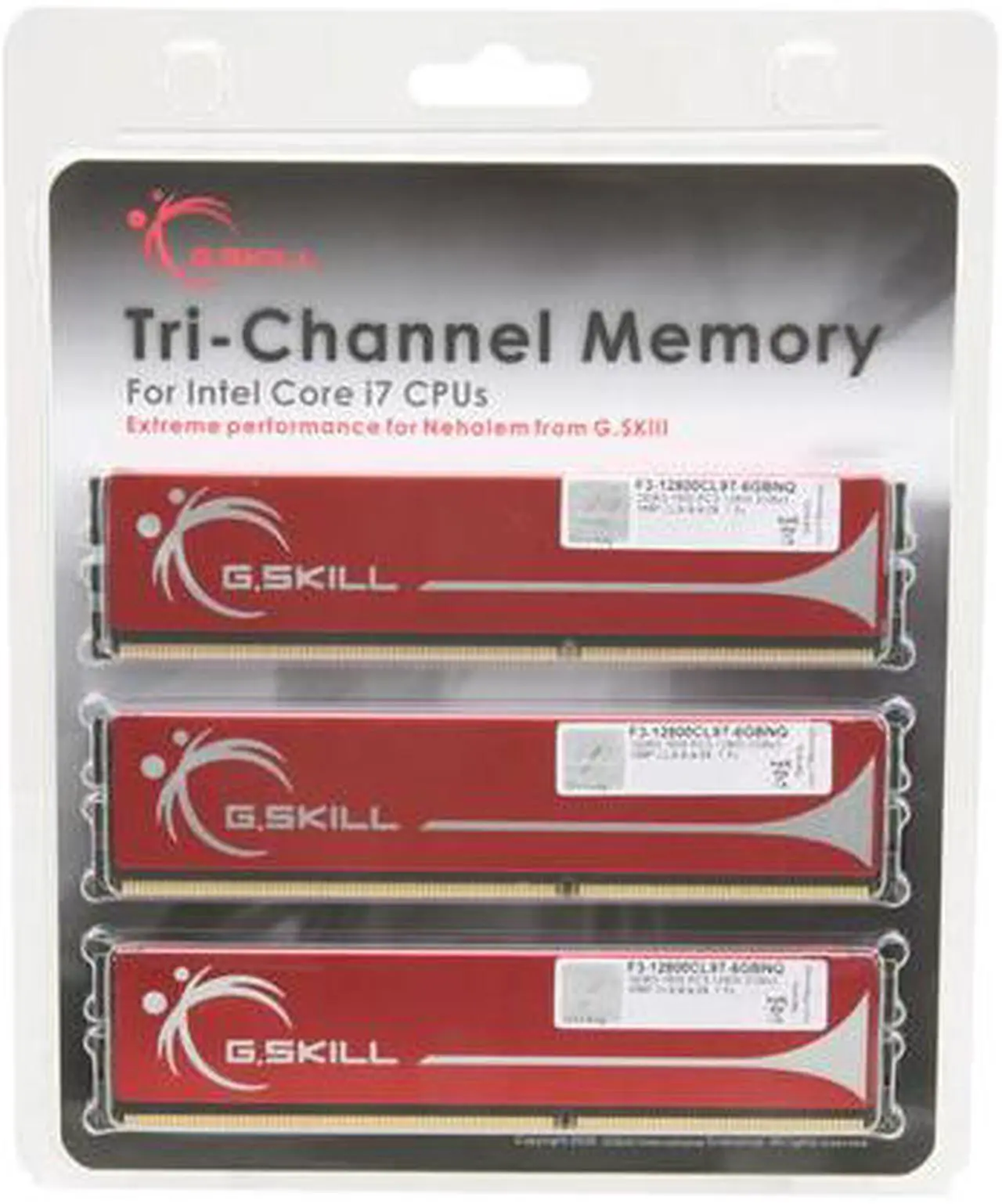 Alt view image 4 of 3 - G.SKILL 6GB (3 x 2GB) DDR3 1600 (PC3 12800) Triple Channel Kit Desktop Memory Model F3-12800CL9T-6GBNQ