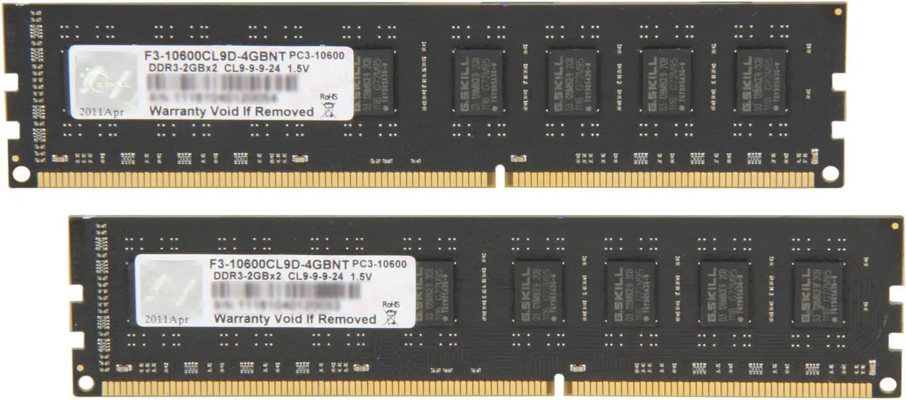 Main image of G.SKILL 4GB (2 x 2GB) DDR3 1333 (PC3 10600) Dual Channel Kit Desktop Memory Model F3-10600CL9D-4GBNT