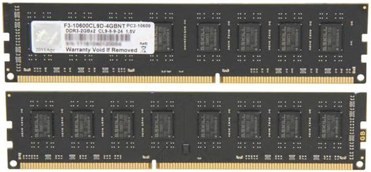 Alt view image 2 of 3 - G.SKILL 4GB (2 x 2GB) DDR3 1333 (PC3 10600) Dual Channel Kit Desktop Memory Model F3-10600CL9D-4GBNT
