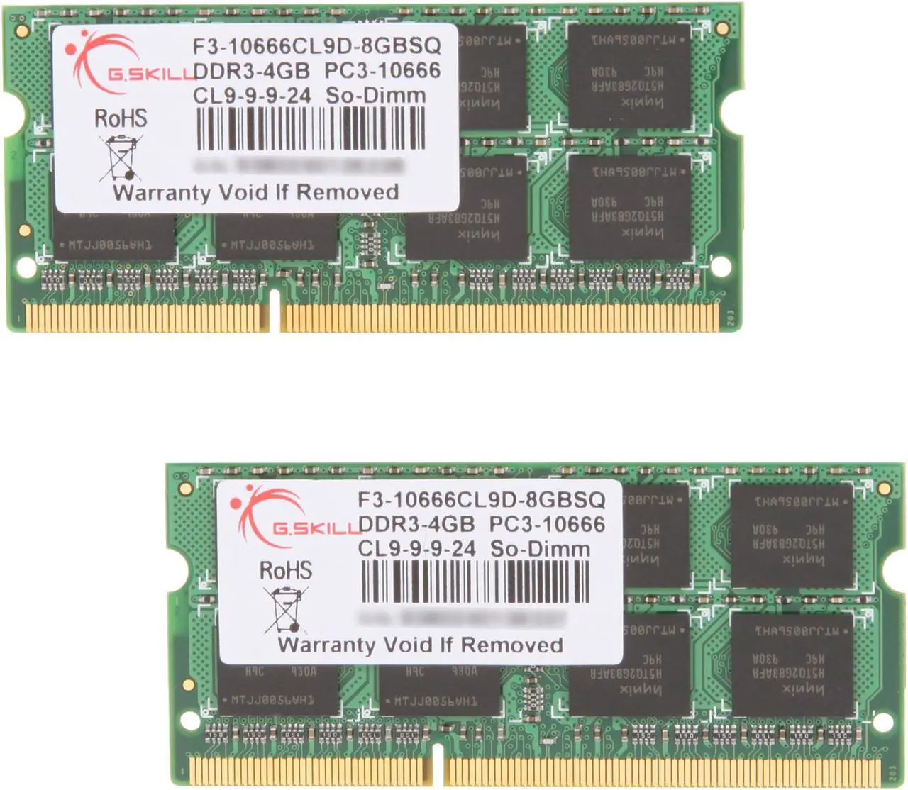 Main image of G.SKILL 8GB (2 x 4GB) 204-Pin DDR3 SO-DIMM DDR3 1333 (PC3 10666) Laptop Memory Model F3-10666CL9D-8GBSQ