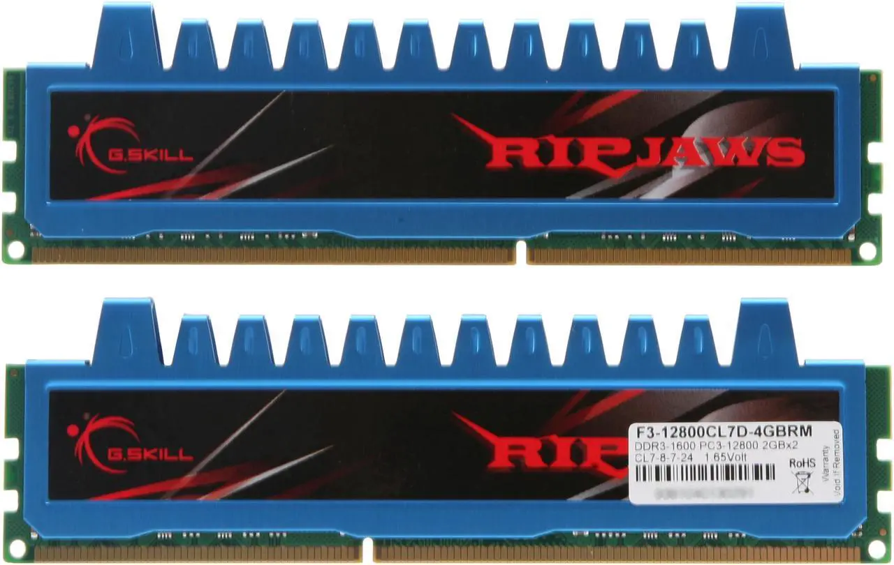 Alt view image 2 of 3 - G.SKILL Ripjaws Series 4GB (2 x 2GB) DDR3 1600 (PC3 12800) Desktop Memory Model F3-12800CL7D-4GBRM