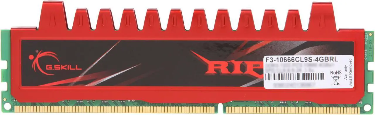 Alt view image 3 of 3 - G.SKILL Ripjaws Series 4GB DDR3 1333 (PC3 10666) Desktop Memory Model F3-10666CL9S-4GBRL
