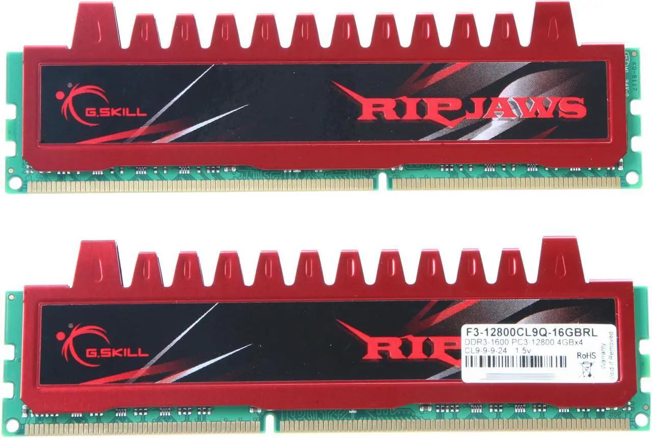 Alt view image 3 of 3 - G.SKILL Ripjaws Series 16GB (4 x 4GB) DDR3 1600 (PC3 12800) Desktop Memory Model F3-12800CL9Q-16GBRL