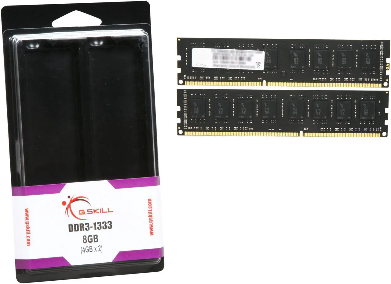 Alt view image 3 of 3 - G.SKILL Value Series 8GB (2 x 4GB) DDR3 1333 (PC3 10600) Desktop Memory Model F3-10600CL9D-8GBNT