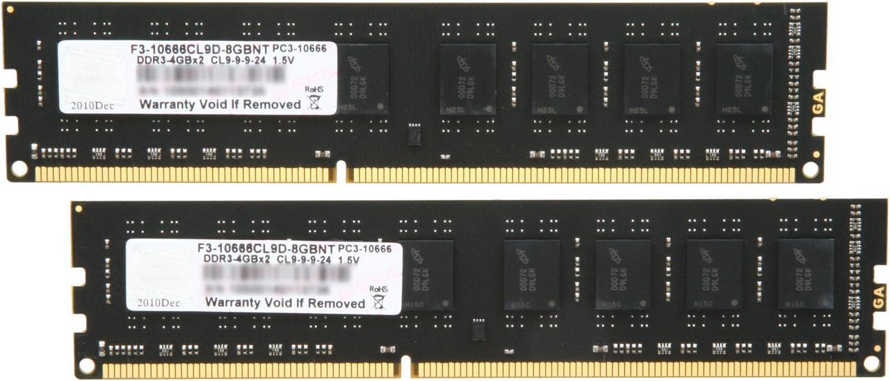 G.SKILL Value Series 8GB (2 x 4GB) DDR3 1333 (PC3 10666) Desktop Memory Model F3-10666CL9D-8GBNT