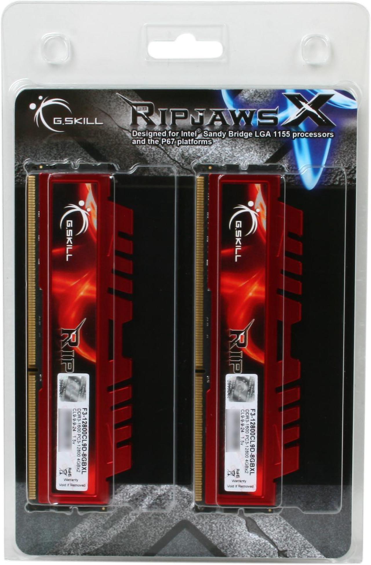 Alt view image 3 of 3 - G.SKILL Ripjaws X Series 8GB (2 x 4GB) DDR3 1600 (PC3 12800) Desktop Memory Model F3-12800CL9D-8GBXL