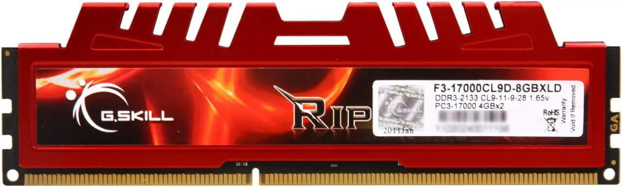 Alt view image 3 of 8 - G.SKILL Ripjaws X + Turbulence II Series 8GB (2 x 4GB) DDR3 2133 (PC3 17000) Desktop Memory Model F3-17000CL9D-8GBXLD