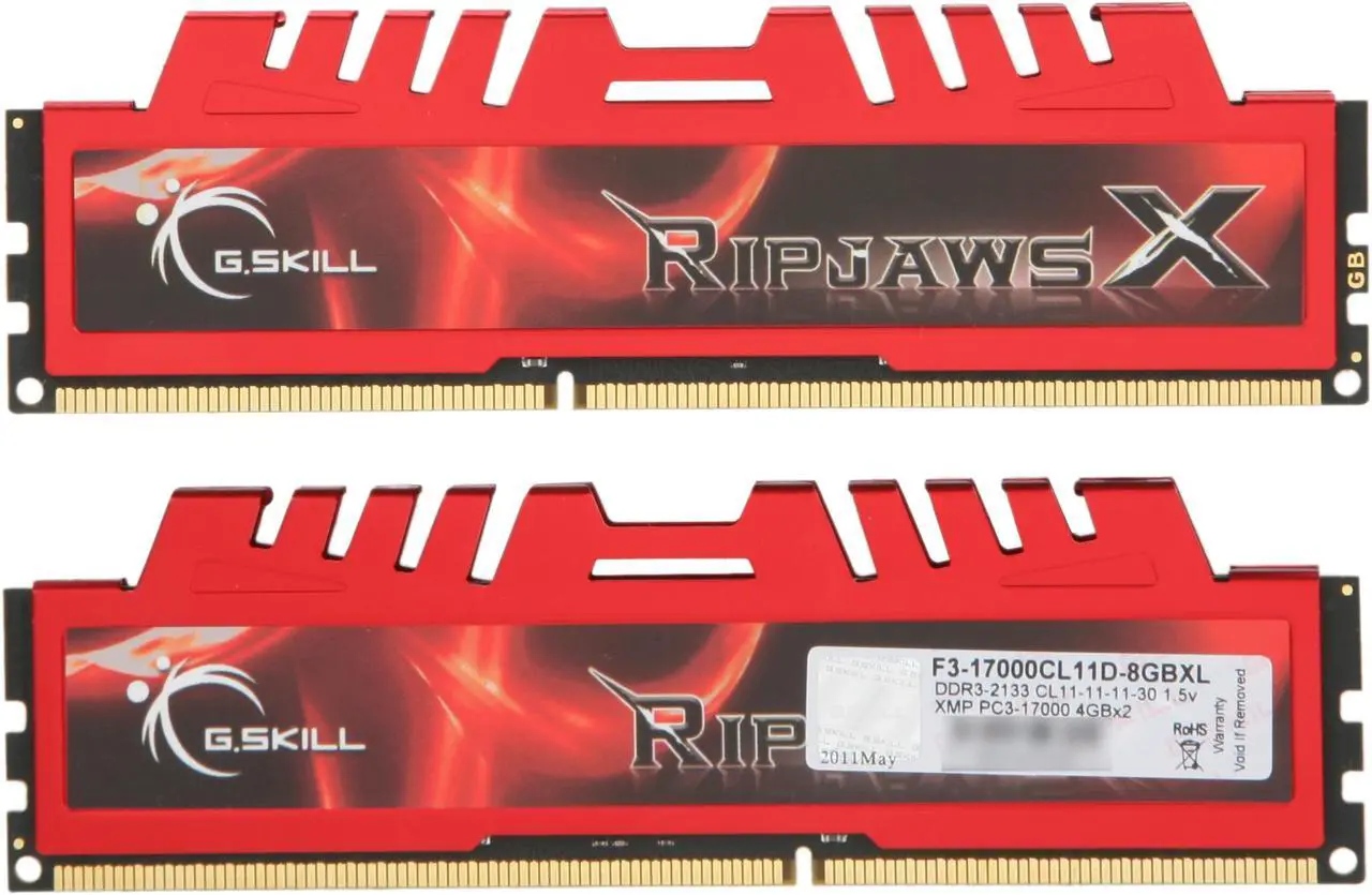 Alt view image 2 of 3 - G.SKILL Ripjaws X Series 8GB (2 x 4GB) DDR3 2133 (PC3 17000) Desktop Memory Model F3-17000CL11D-8GBXL