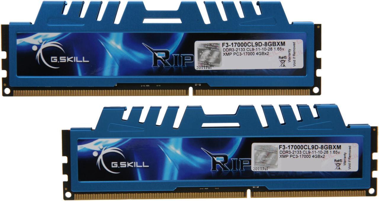 Main image of G.SKILL Ripjaws X Series 8GB (2 x 4GB) DDR3 2133 (PC3 17000) Desktop Memory Model F3-17000CL9D-8GBXM