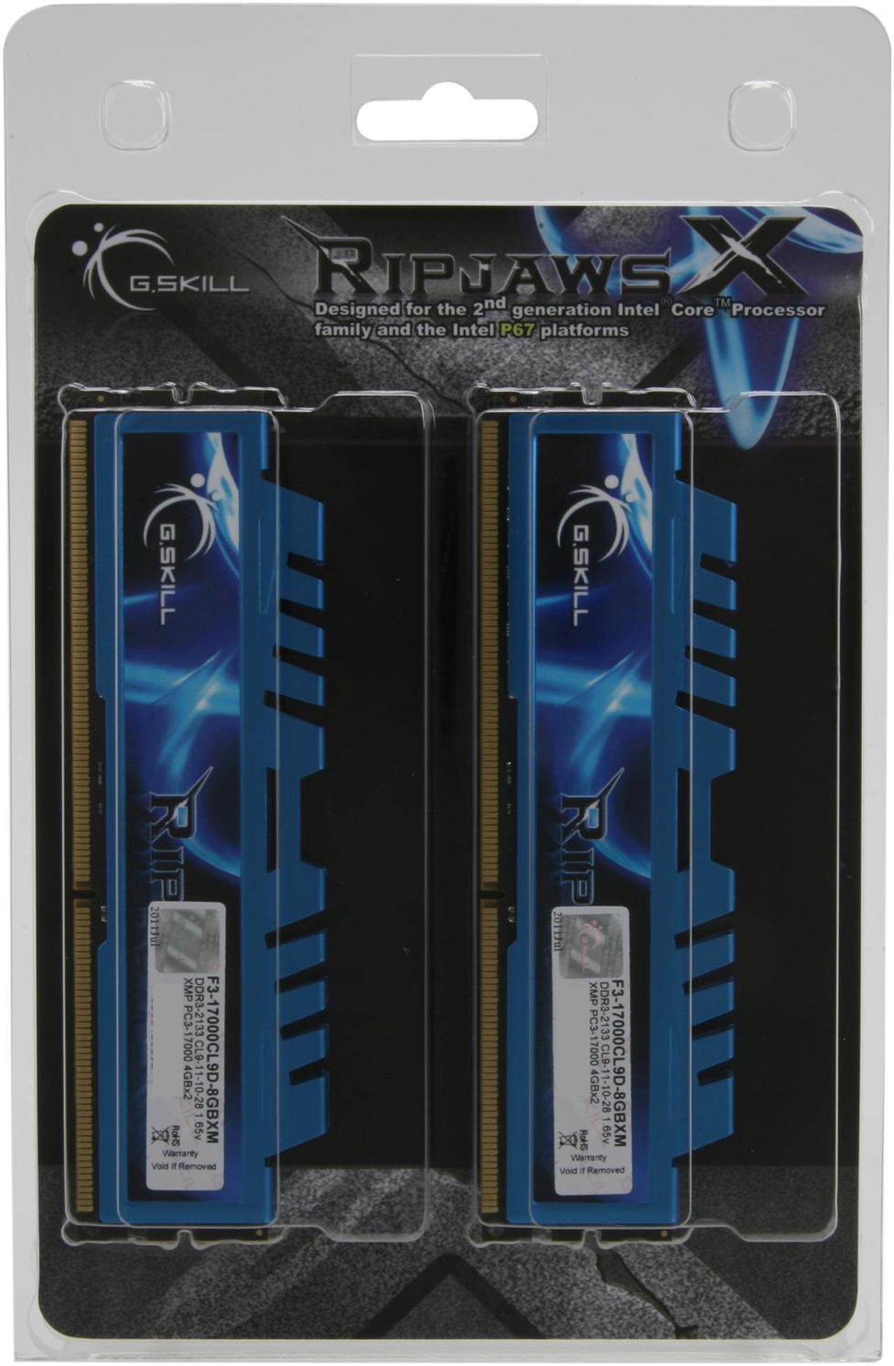 Alt view image 3 of 3 - G.SKILL Ripjaws X Series 8GB (2 x 4GB) DDR3 2133 (PC3 17000) Desktop Memory Model F3-17000CL9D-8GBXM