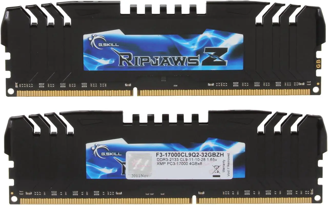 Alt view image 3 of 3 - G.SKILL Ripjaws Z Series 32GB (8 x 4GB) DDR3 2133 (PC3 17000) Desktop Memory Model F3-17000CL9Q2-32GBZH