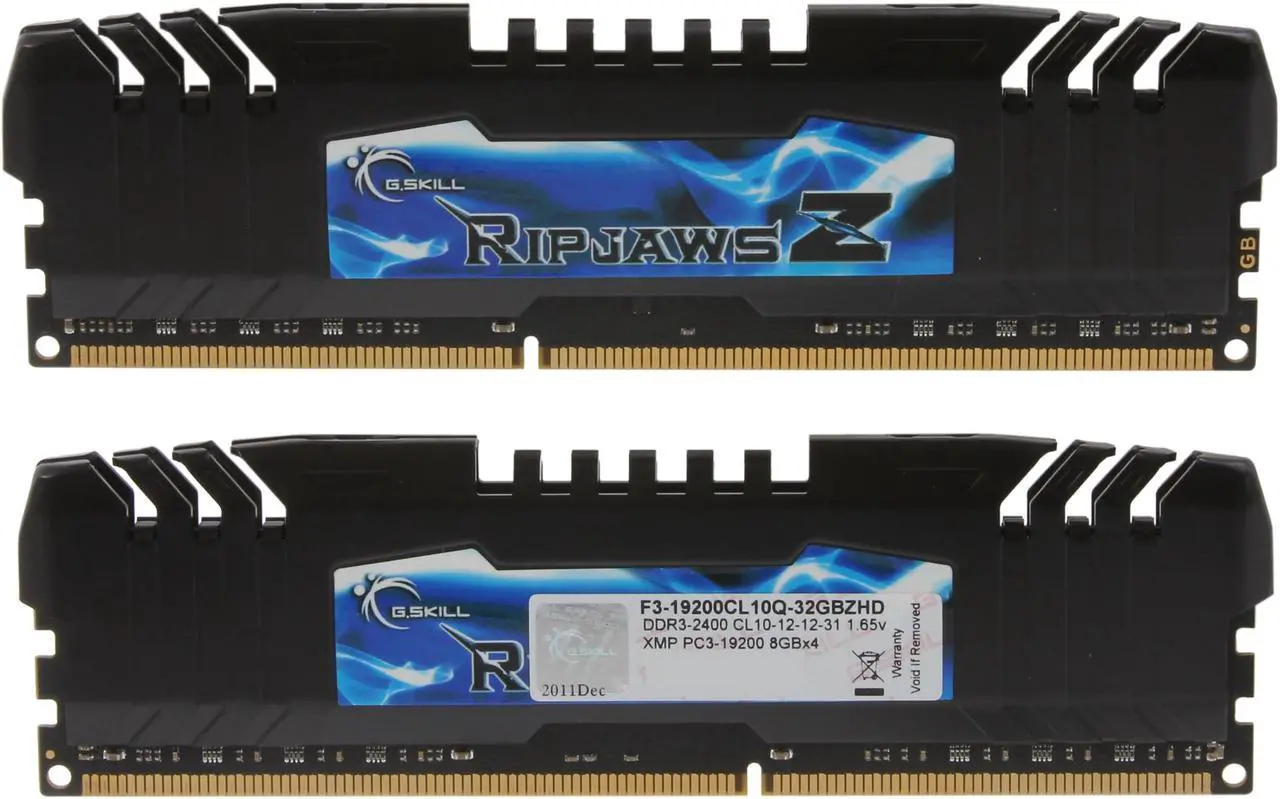Alt view image 2 of 5 - G.SKILL Ripjaws Z Series 32GB (4 x 8GB) DDR3 2400 (PC3 19200) Desktop Memory Model F3-19200CL10Q-32GBZHD