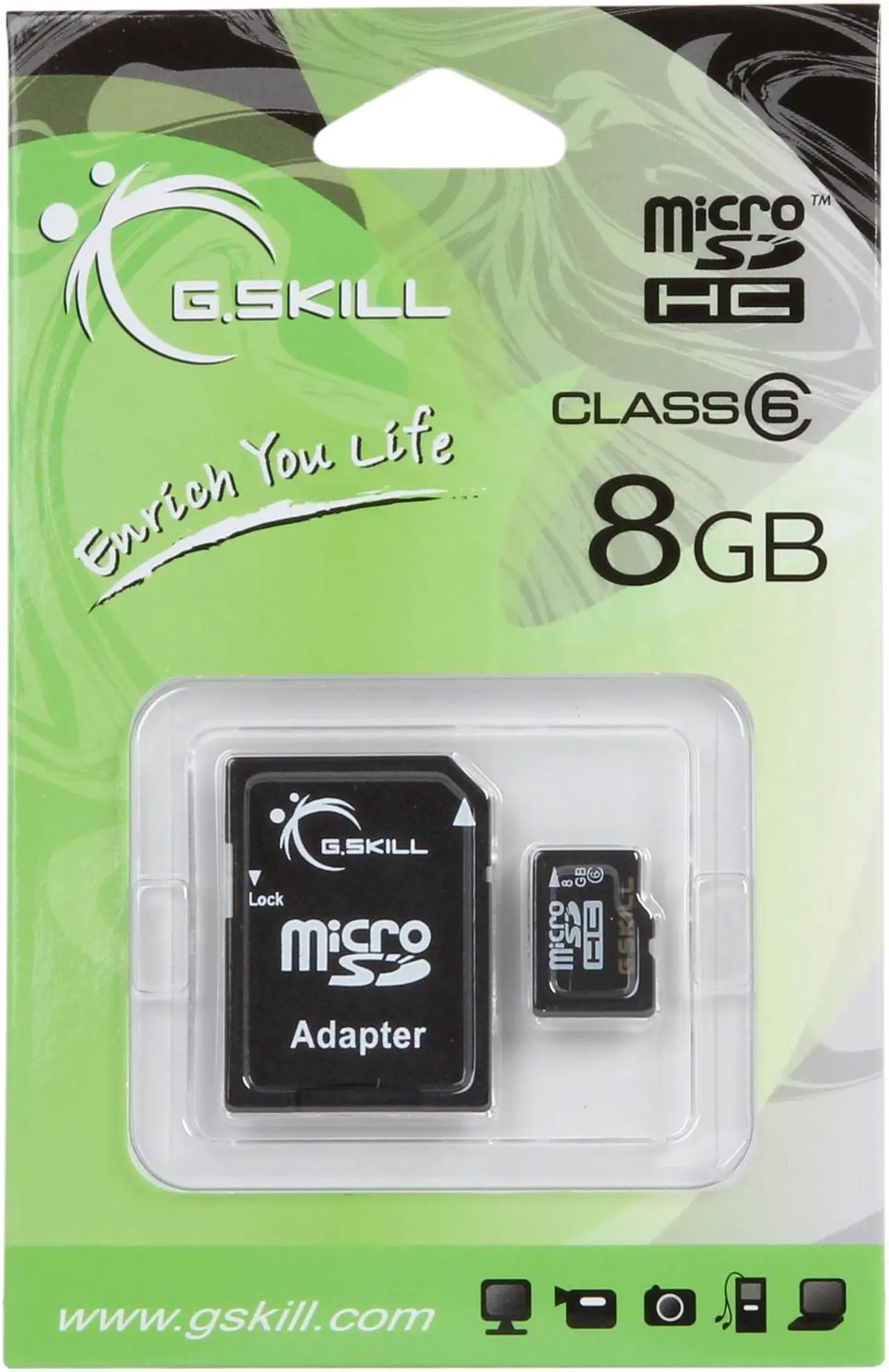 Alt view image 4 of 4 - G.SKILL 8GB microSDHC Flash Card Model FF-TSDG8GA-C6