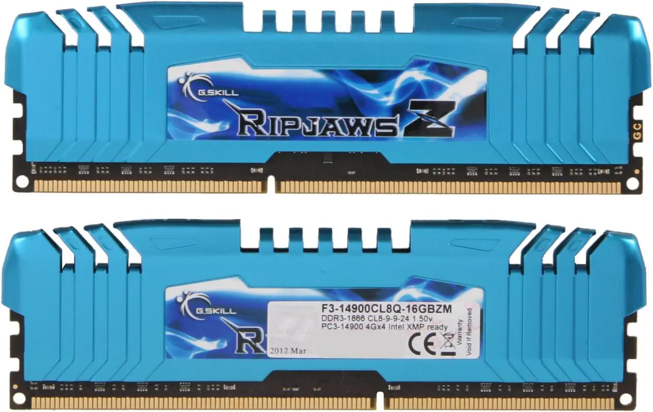 Alt view image 2 of 3 - G.SKILL Ripjaws Z Series 16GB (4 x 4GB) DDR3 1866 (PC3 14900) Desktop Memory Model F3-14900CL8Q-16GBZM