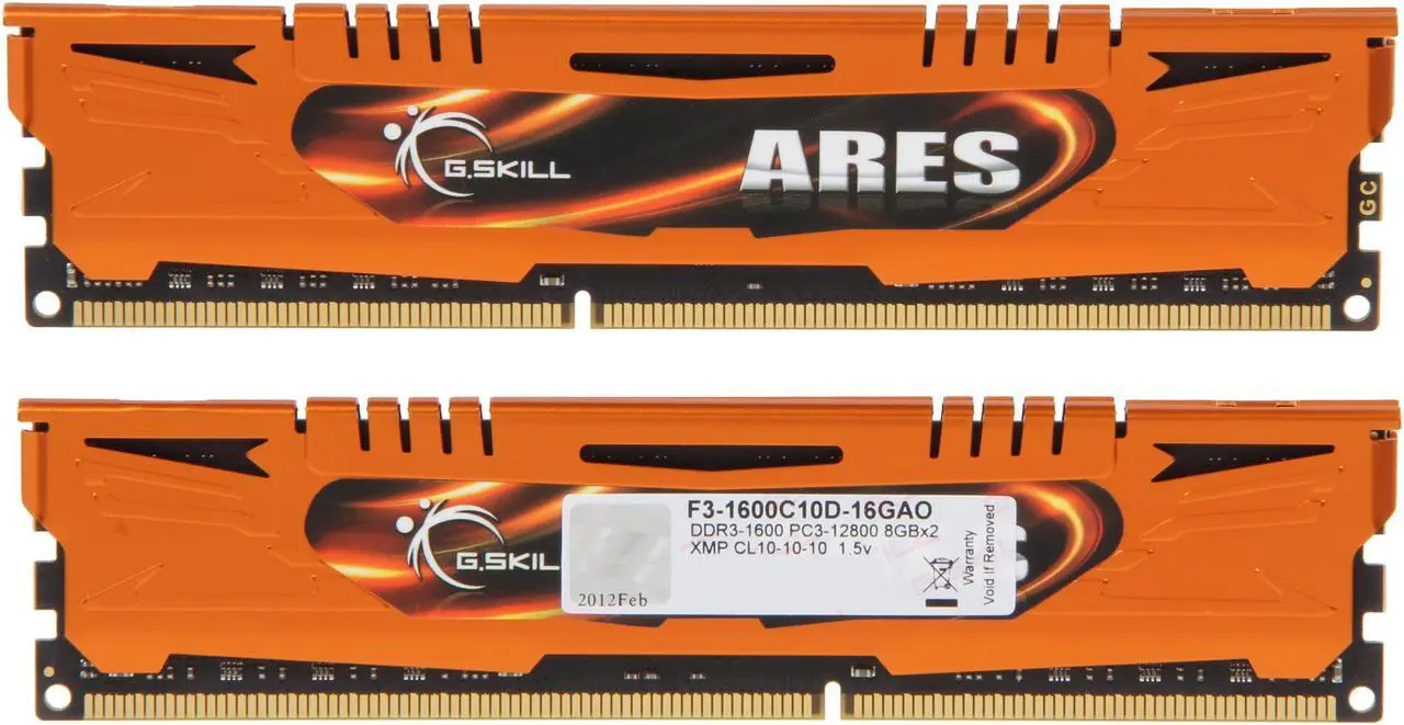 Alt view image 2 of 3 - G.SKILL Ares Series 16GB (2 x 8GB) DDR3 1600 (PC3 12800) Desktop Memory Model F3-1600C10D-16GAO