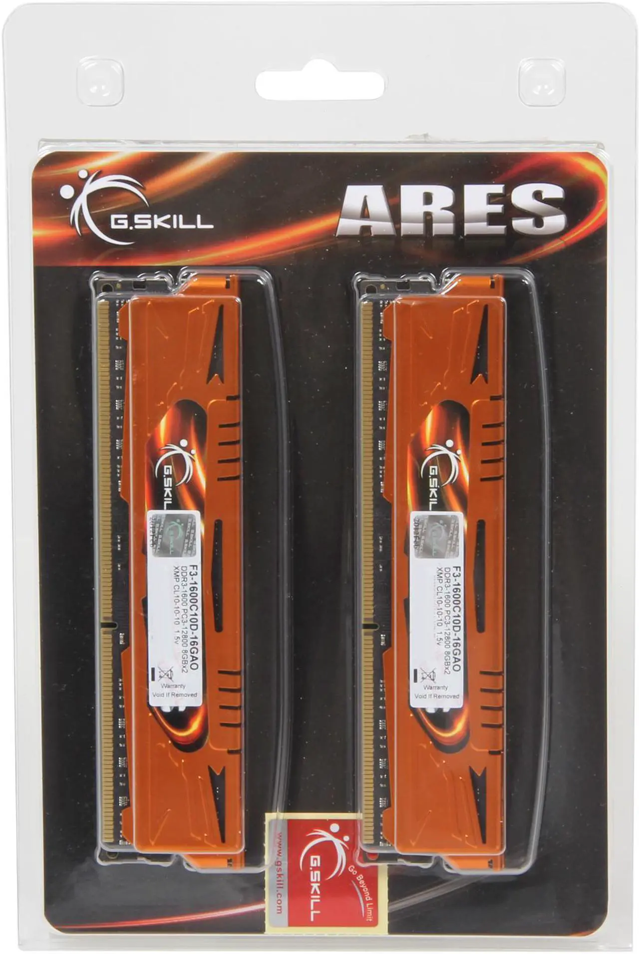 Alt view image 3 of 3 - G.SKILL Ares Series 16GB (2 x 8GB) DDR3 1600 (PC3 12800) Desktop Memory Model F3-1600C10D-16GAO