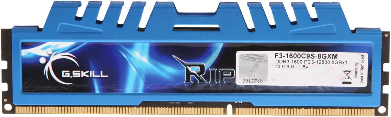 Alt view image 2 of 3 - G.SKILL Ripjaws X Series 8GB DDR3 1600 (PC3 12800) Desktop Memory Model F3-1600C9S-8GXM