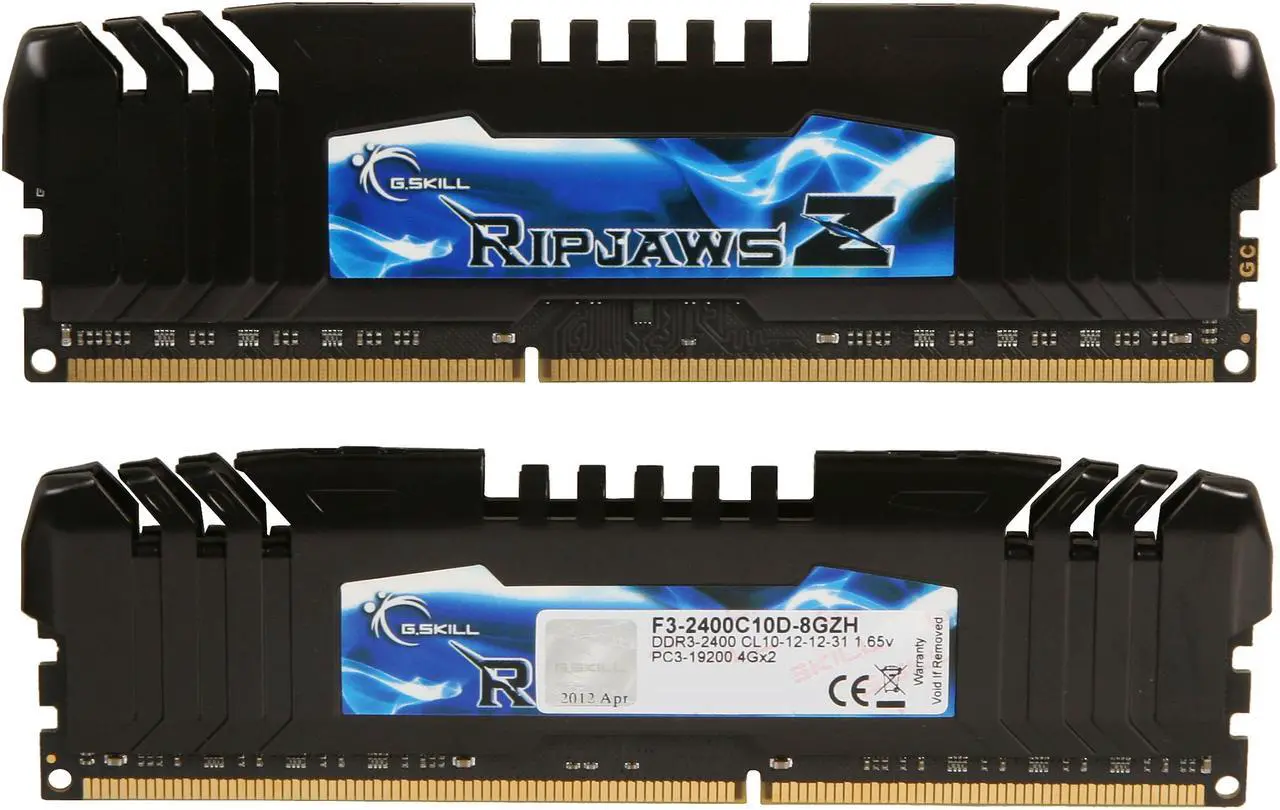 Alt view image 2 of 3 - G.SKILL Ripjaws Z Series 8GB (2 x 4GB) DDR3 2400 (PC3 19200) Desktop Memory Model F3-2400C10D-8GZH