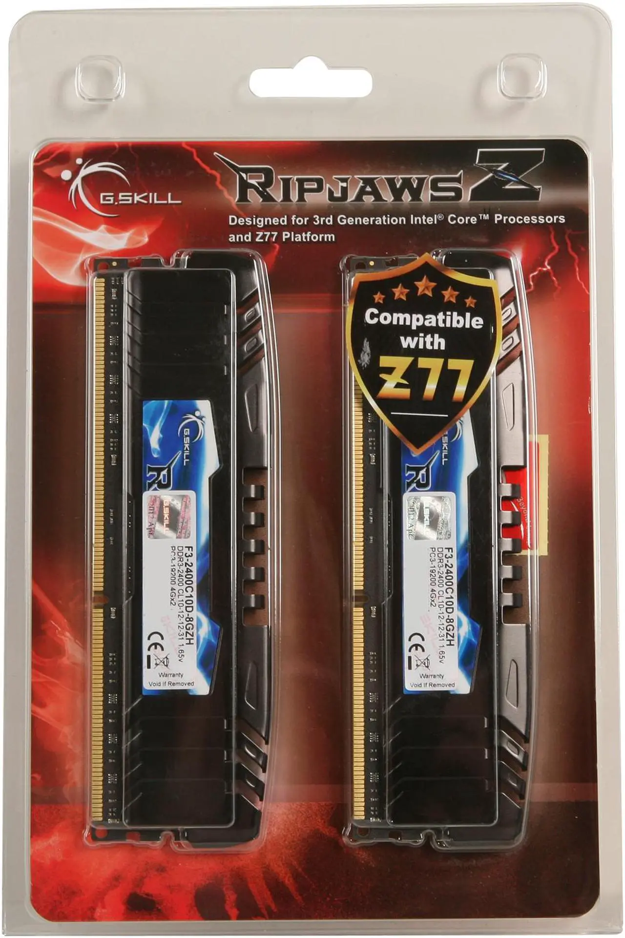 Alt view image 3 of 3 - G.SKILL Ripjaws Z Series 8GB (2 x 4GB) DDR3 2400 (PC3 19200) Desktop Memory Model F3-2400C10D-8GZH